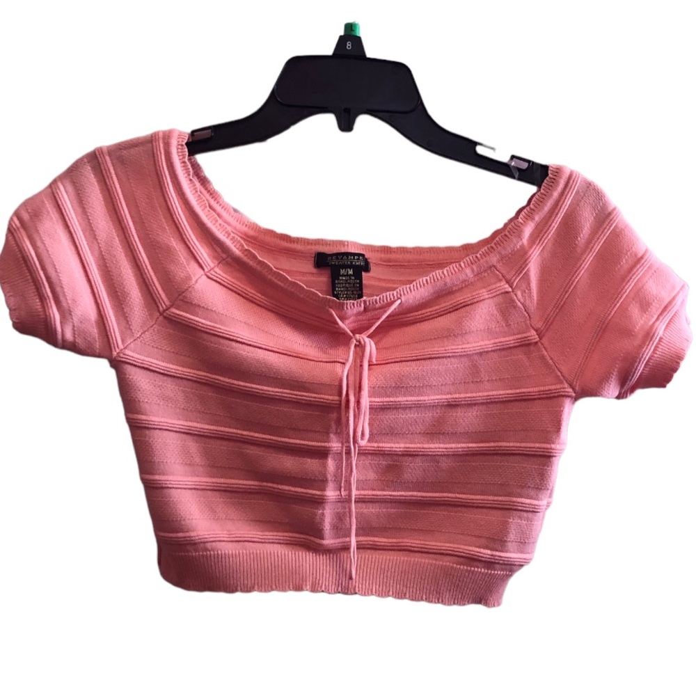 Light Orange Short Sleeve Revamped Cropped Top size Medium